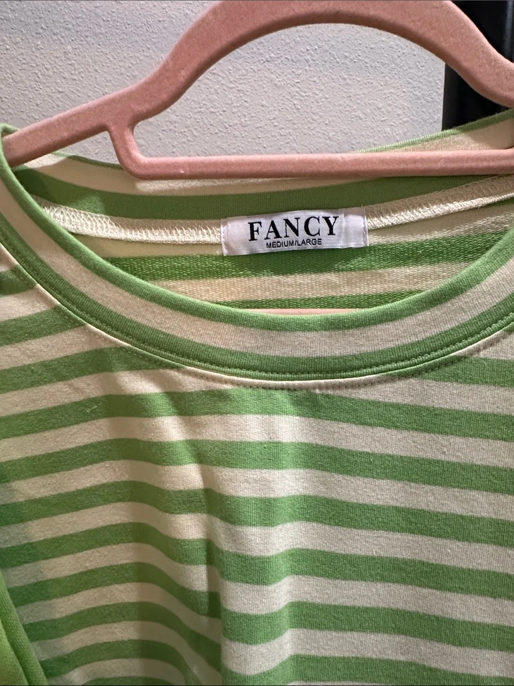 FANCY Lime Green Striped Women’s Set - Short Sleeve & Shorts - Picture 3 of 5